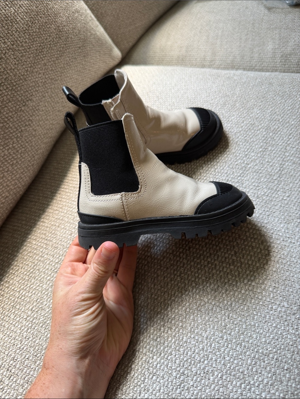 Zara Cream and Black Kids Chelsea Boots